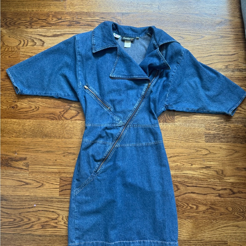 RARE Champagne West Asymmetric Denim Dress